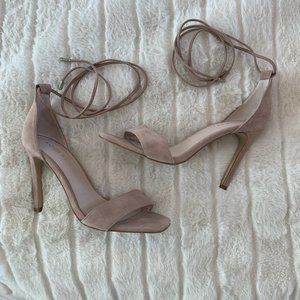 New Kookai Leather/Suede tie up nude heels size 7.5 / 38